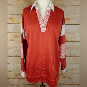 Altar'd State Collared Oversized Pullover Top Size Medium